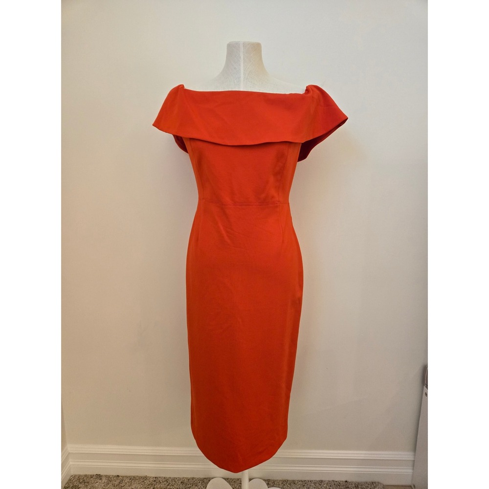 Babaton Aritzia Red Off The Shoulder Midi Dress Sheath Cocktail Size 8